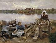 Eero Jarnefelt JARNEFELT Eero Laundry at the river bank oil painting artist